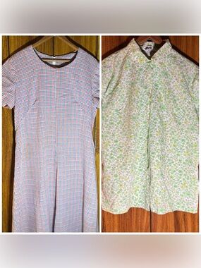 VTG Womens Dress and Short Sleeve Top Fabric Repurposing Upcycling Crafting Art